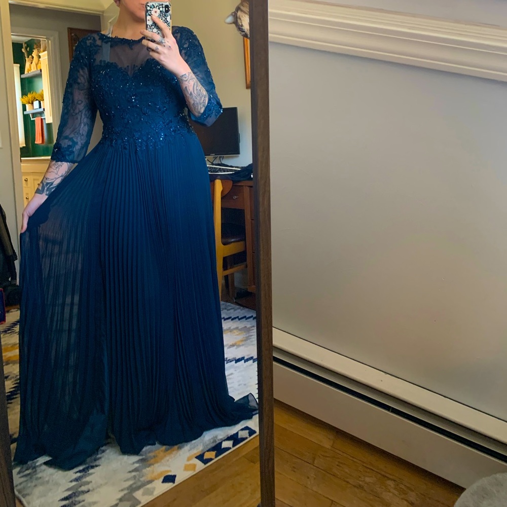 Blue pleated dress